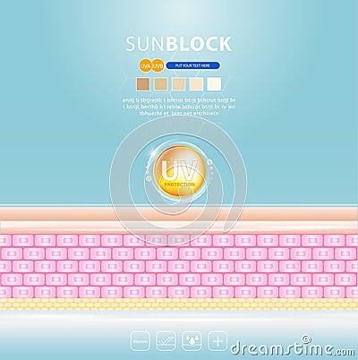 UV reflection skin after protection vector design Vector Illustration