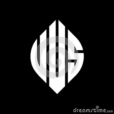 UVS circle letter logo design with circle and ellipse shape. UVS ellipse letters with typographic style. The three initials form a Vector Illustration