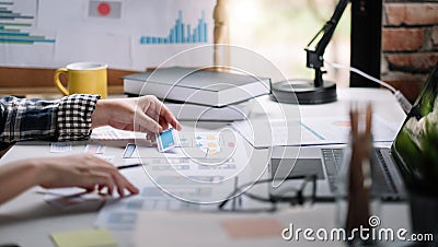 ux designer creative Graphic planning application development for web mobile phone or computer. User experience concept Stock Photo