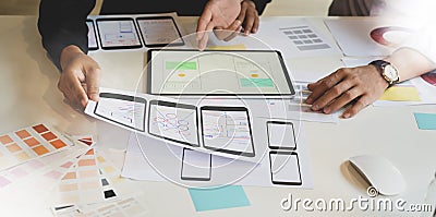 UX Graphic designer creative planning application process Stock Photo