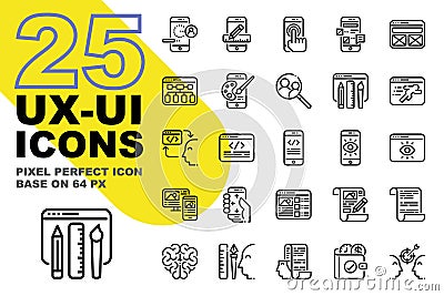 UX UI Application outline icons set base on 64px Vector Illustration