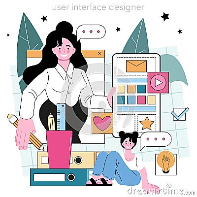 UX and UI designer. App or website interface development. User interface Vector Illustration