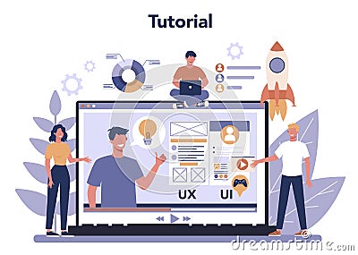 UX UI designer online service or platform. App interface Vector Illustration