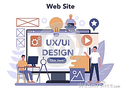 UX UI designer online service or platform. App interface Vector Illustration