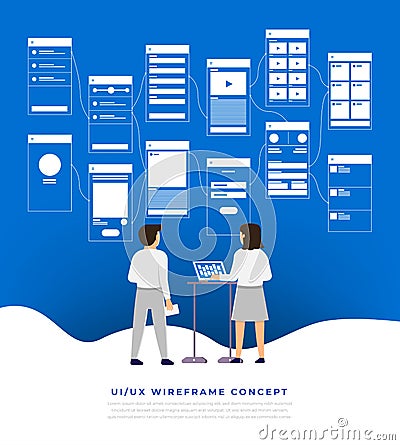 UX UI Flowchart. Mock-ups mobile application concept flat desig Vector Illustration