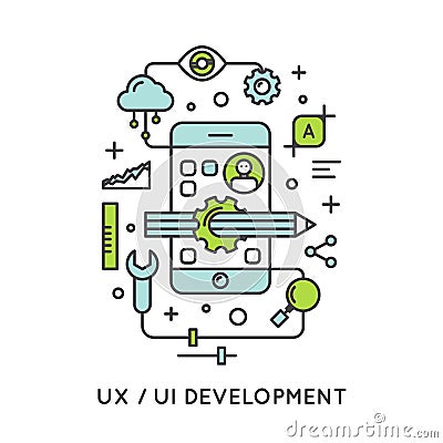 UX UI User Interface and User experience Process Stock Photo