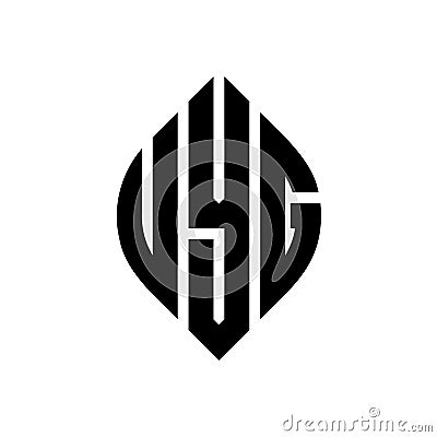 UYG circle letter logo design with circle and ellipse shape. UYG ellipse letters with typographic style. The three initials form a Vector Illustration