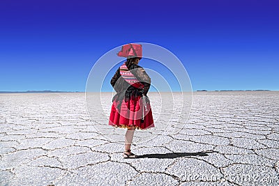 Uyuni salt lake folklore dancer Editorial Stock Photo