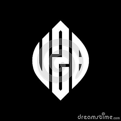 UZB circle letter logo design with circle and ellipse shape. UZB ellipse letters with typographic style. The three initials form a Vector Illustration
