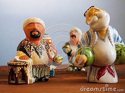 Uzbek ceramic figurine - national souvenir Stock Photo