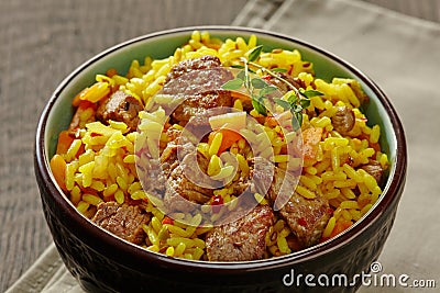 Uzbek national dish plov Stock Photo