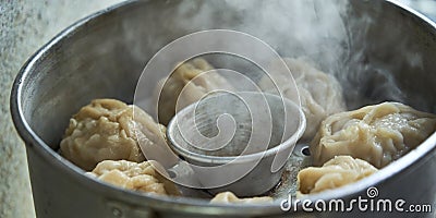 Uzbek national food manta, like dumplings Stock Photo