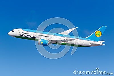Uzbekistan Airways Boeing 787-8 Dreamliner airplane New York JFK airport Editorial Stock Photo