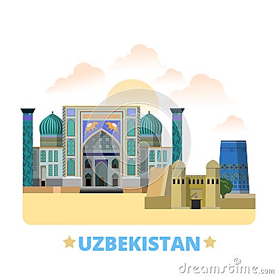 Uzbekistan country design template Flat cartoon st Vector Illustration