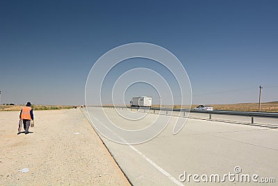 Highway Urgench - Bukhara. Khorezm Region. Uzbekistan Editorial Stock Photo