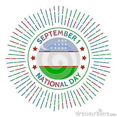 Uzbekistan national day badge. Vector Illustration