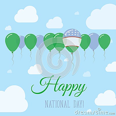 Uzbekistan National Day Flat Patriotic Poster. Vector Illustration