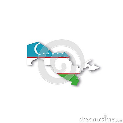 Uzbekistan national flag in a shape of country map Vector Illustration