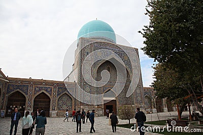 Uzbekistan Samarkand Veiw at Registan and Ulugh Beg and Tilya-Kori Madrasahs Editorial Stock Photo