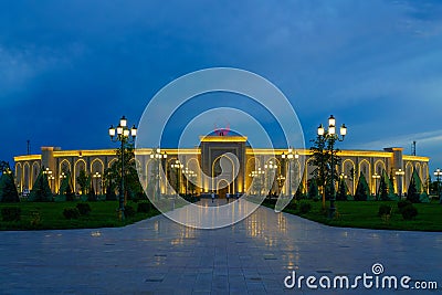 UZBEKISTAN, TASHKENT - AUGUST 15, 2023: The territory of the park New Uzbekistan with Monument of Independence in the Editorial Stock Photo