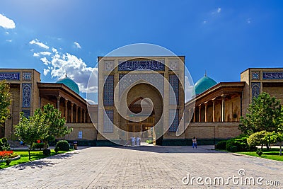 Uzbekistan, Tashkent - October 4, 2023: Hazrati Imam complex on a sunny day with a cloudy sky. Editorial Stock Photo