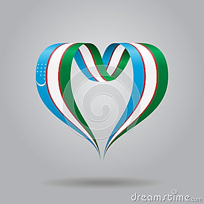 Uzbekistani flag heart-shaped ribbon background layout. Vector illustration. Vector Illustration