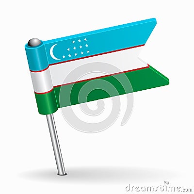 Uzbekistani flag map pointer layout. Vector illustration. Vector Illustration