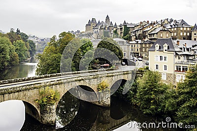 Uzerche, CorrÃ¨ze, France. Stock Photo