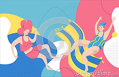 Illustration of two girls in bathing suits Stock Photo