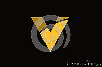 V alphabet yellow letter logo icon template company Vector Illustration