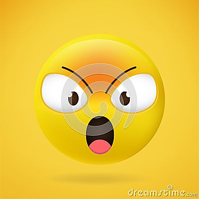 Emoji angry face vector isolated on yellow background. Vector Illustration