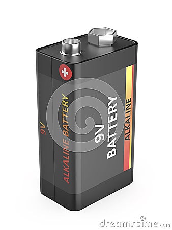 9V battery on white background Stock Photo