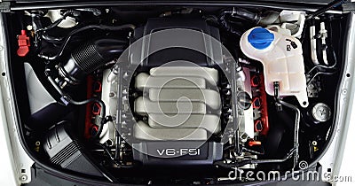 V6 car engine Stock Photo