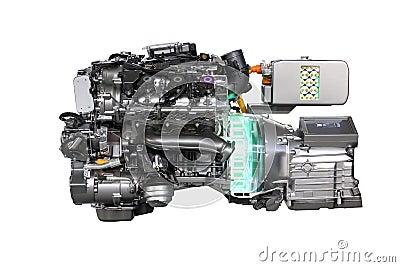 V6 car hybrid engine Stock Photo