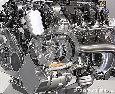 V6 car hybrid engine Stock Photo