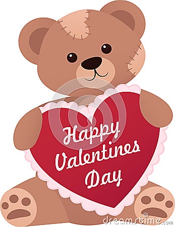 Brown sitting Teddy bear with a valentine Stock Photo