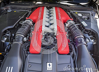 V12 exotic car engine Editorial Stock Photo