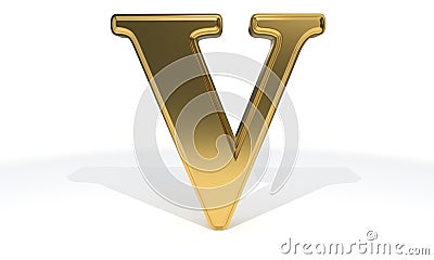 V gold colored alphabet, 3d rendering Stock Photo