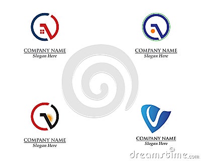 V Letter Logo Business Template Vector icon Stock Photo