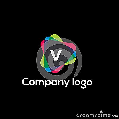 V letter video company vector logo design Vector Illustration