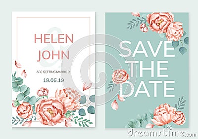 Floral themed card with green background Vector Illustration