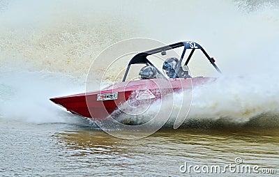V8 Super boat speedboat racing high speed New Zealand Editorial Stock Photo