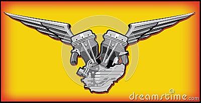 V Twin Motor Vector Illustration