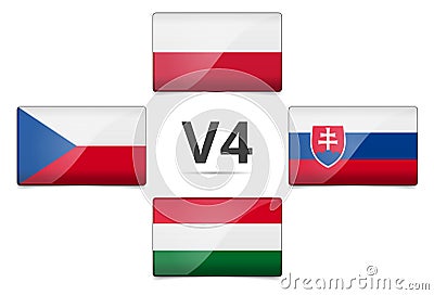 V4 Visegrad group country flag Vector Illustration