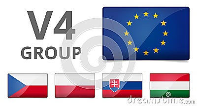 V4 Visegrad group country flag Vector Illustration