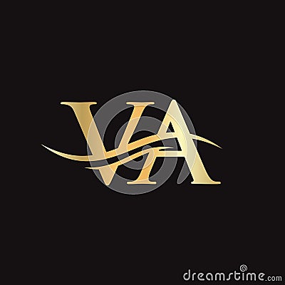 VA logo Design. Premium Letter VA Logo Design with water wave concept Vector Illustration