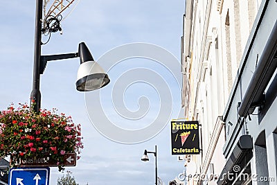 VAALS, NETHERLANDS - NOVEMBER 8 2022: Logo of a Friture Cafetaria in Vaals, Netherlands. A Cafetaria Friture is a traditional Editorial Stock Photo