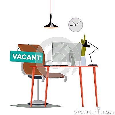 Vacancy Concept Vector. Office Chair. Vacancy Sign. Business HR Hiring. Sign Vacancy. Searching Professional Staff Work Vector Illustration