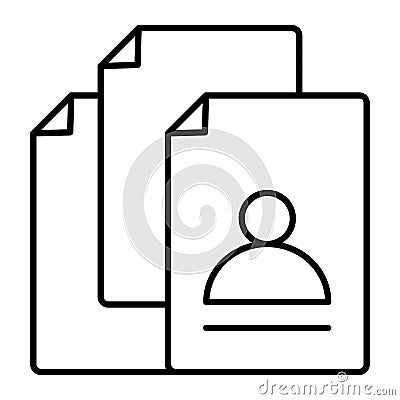 Vacancy search thin line icon. Hiring vector illustration isolated on white. Vacancy documents outline style design Vector Illustration