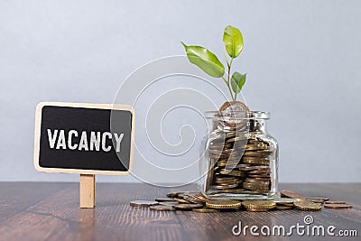 Vacancy word written on wood block. Vacancy text on wooden table for your desing, concept Stock Photo